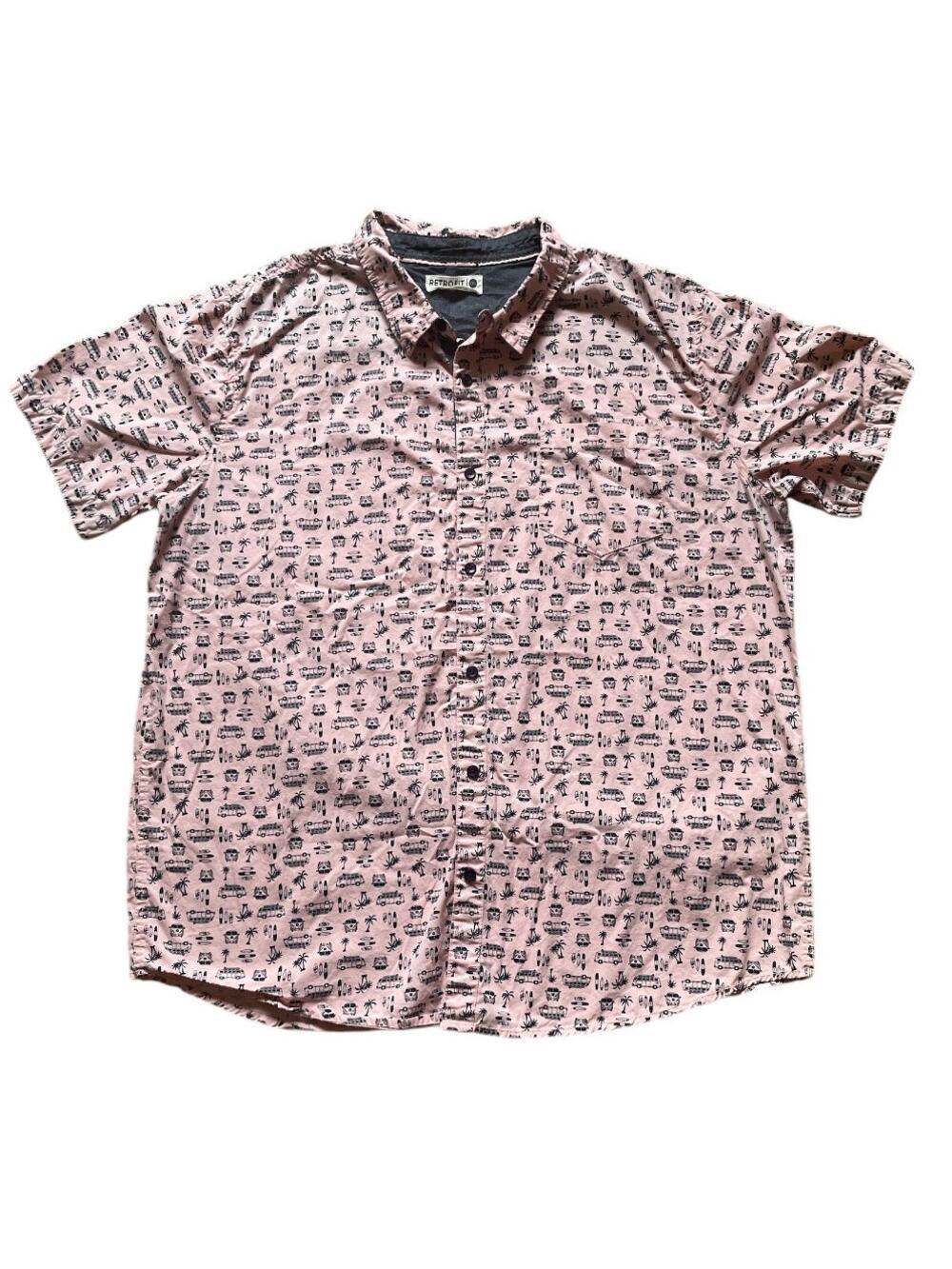 Surfer Pink Button Down Casual Shirt Mens Size XXL Beach Cali Blockcore Boats